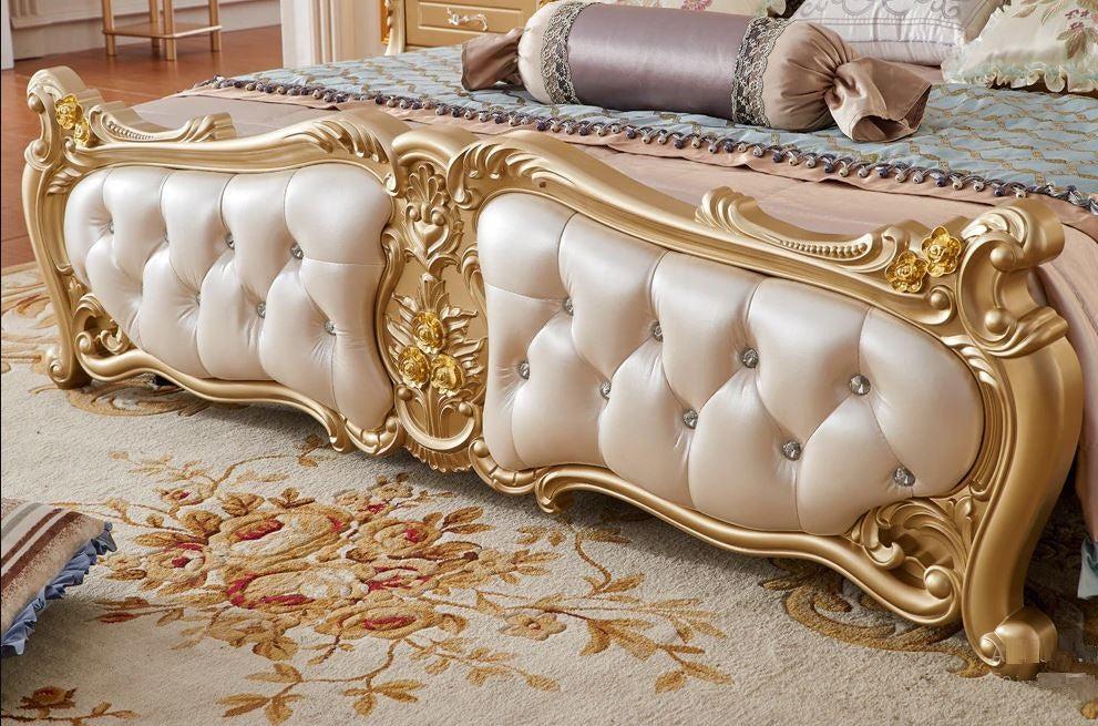 Lixra Antique Inspired European Style Leather Bed