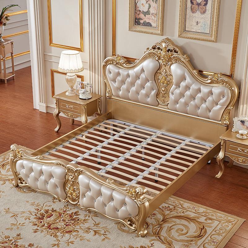 lixra Antique Inspired European Style Leather Bed