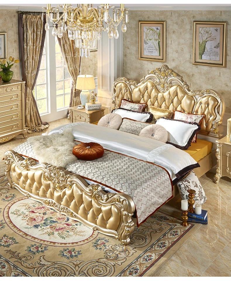 Lixra Antique Luxurious European Leather Bed