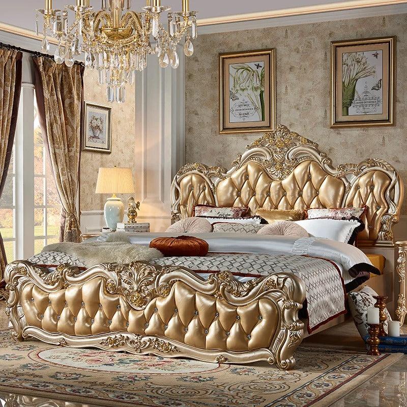 lixra Antique Luxurious European Leather Bed