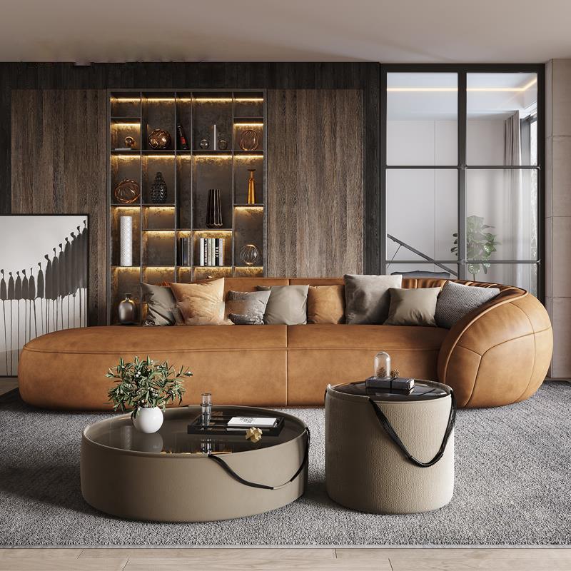 Lixra Arc Shaped Leather Chaise Lounge