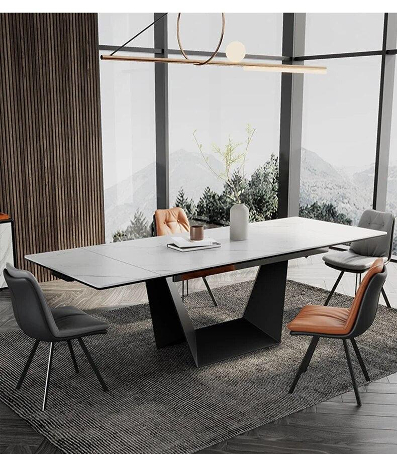 Lixra Artful Extendable Marble Dining Table Set