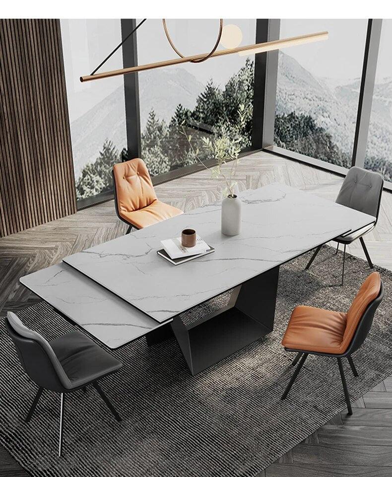 lixra Artful Extendable Marble Dining Table Set