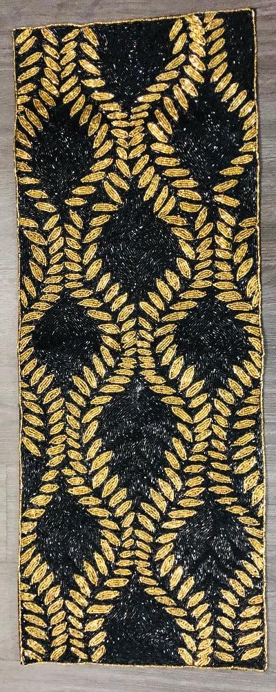 Lixra Black & Gold Glass Beads Table Runner