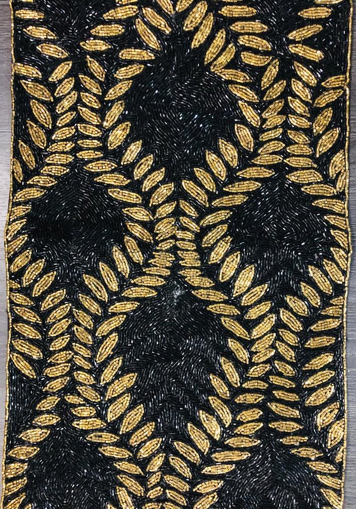 Lixra Black & Gold Glass Beads Table Runner