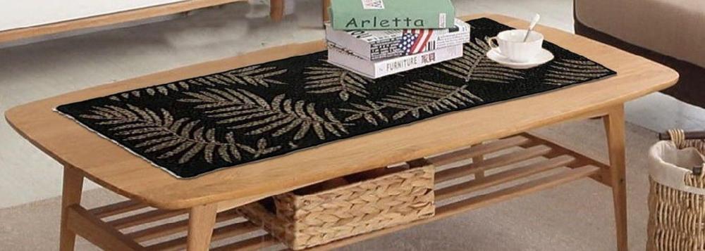 Lixra Black & Gold Leaf Table Runner