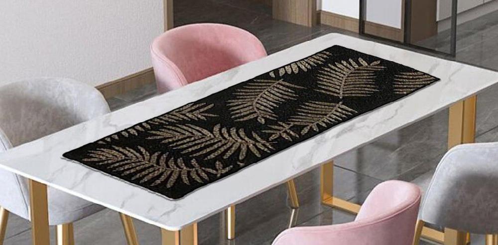 lixra Black & Gold Leaf Table Runner