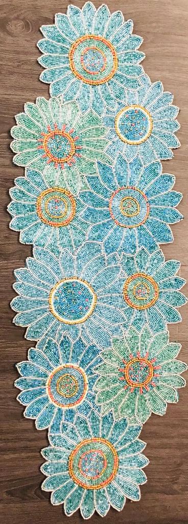 Lixra Blue Floral Designed Table Runner