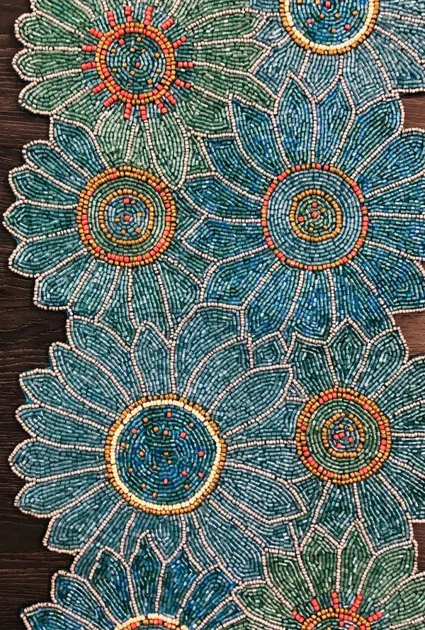 Lixra Blue Floral Designed Table Runner