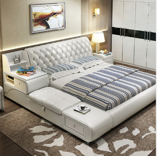 Lixra Button-Tufted Design Exquisite Leather Bed