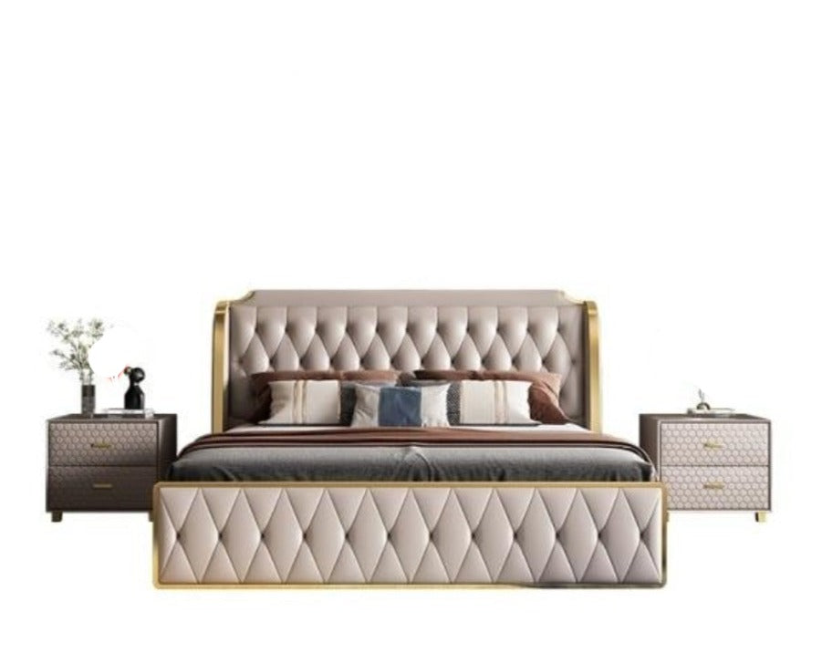 Lixra Button Tufted Design Modern Leather Bed
