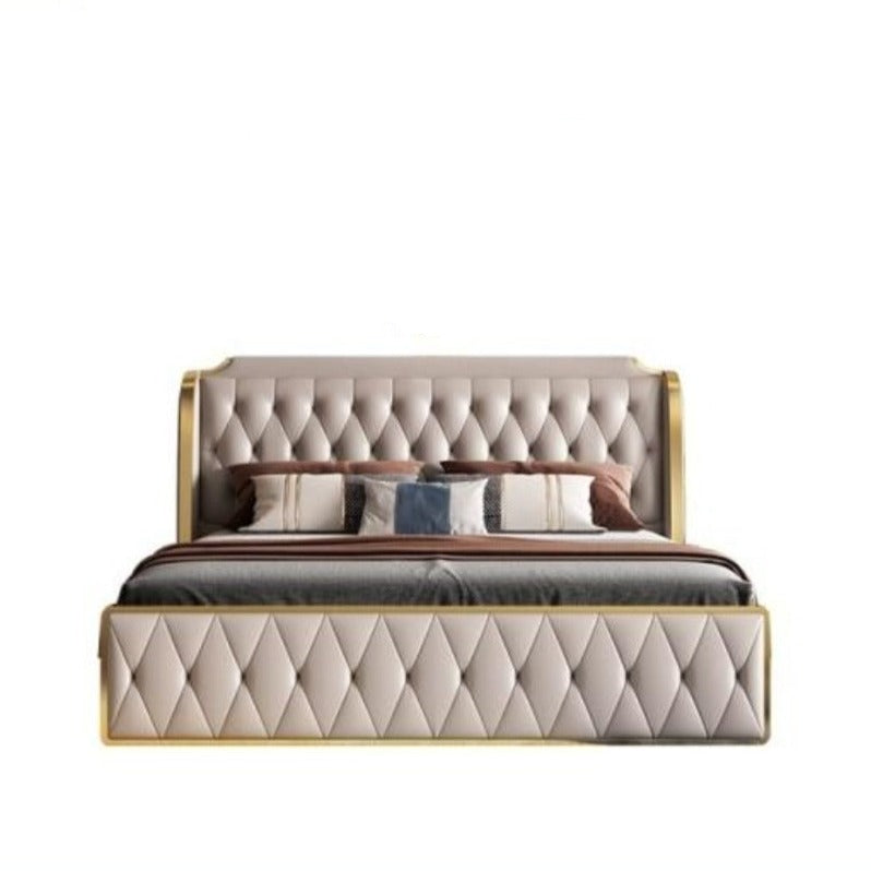 lixra Button Tufted Design Modern Leather Bed