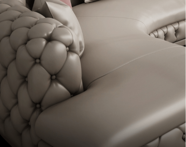 Lixra Button Tufted Leather Sectional Sofa