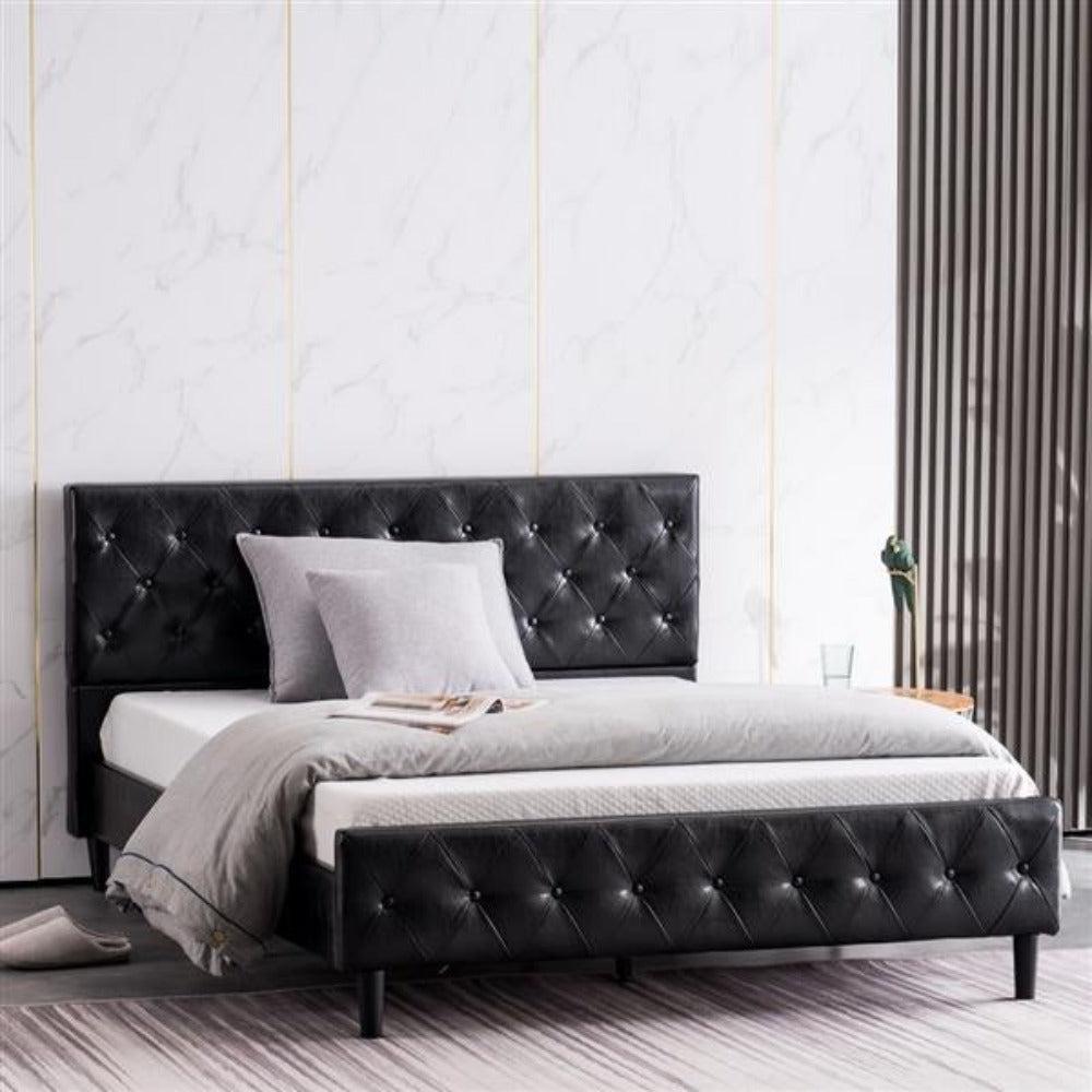 Lixra Button Tufted Modern Stunning Leather Bed