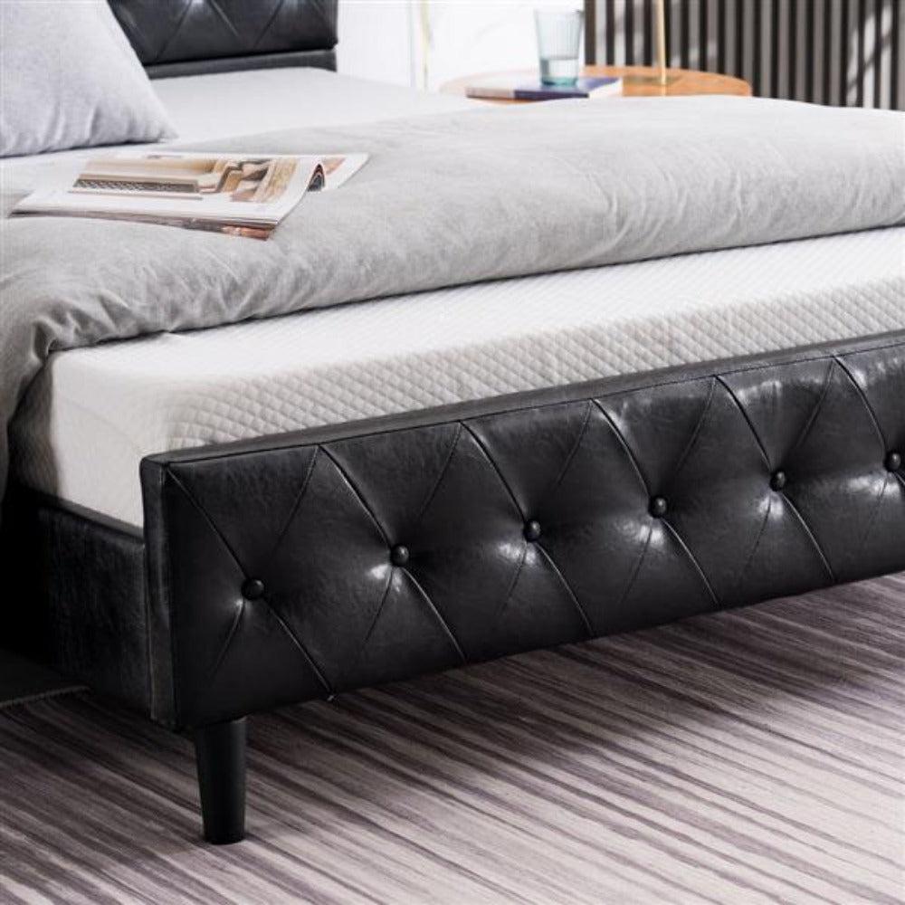 Lixra Button Tufted Modern Stunning Leather Bed