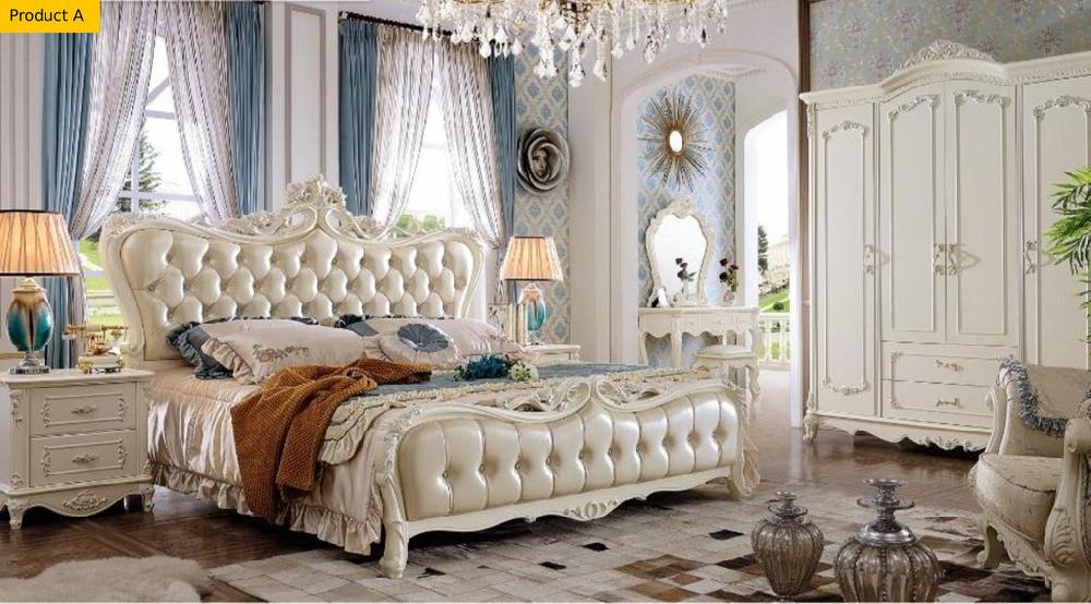 Lixra Button Tufted Vintage Leather Bedroom Set