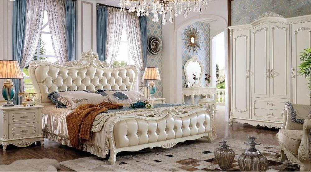 lixra Button Tufted Vintage Leather Bedroom Set