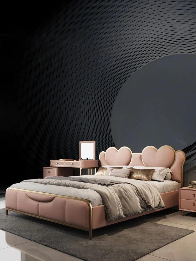 Lixra Charming Heart Shaped Leather Bed