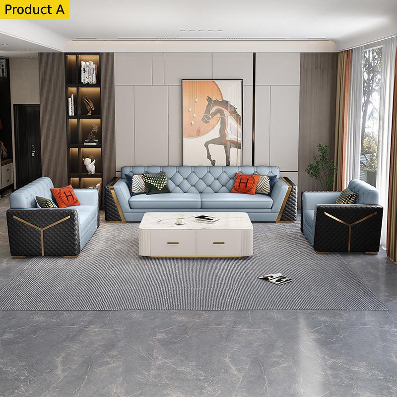 Lixra Chesterfield Leather 3-Piece Sofa Set