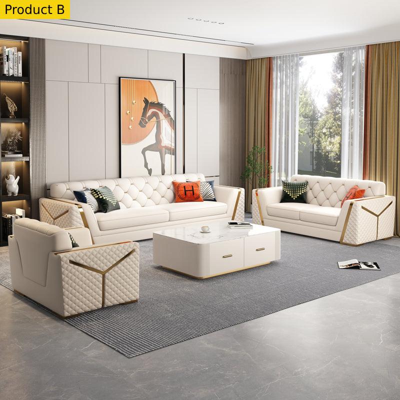 Lixra Chesterfield Leather 3-Piece Sofa Set