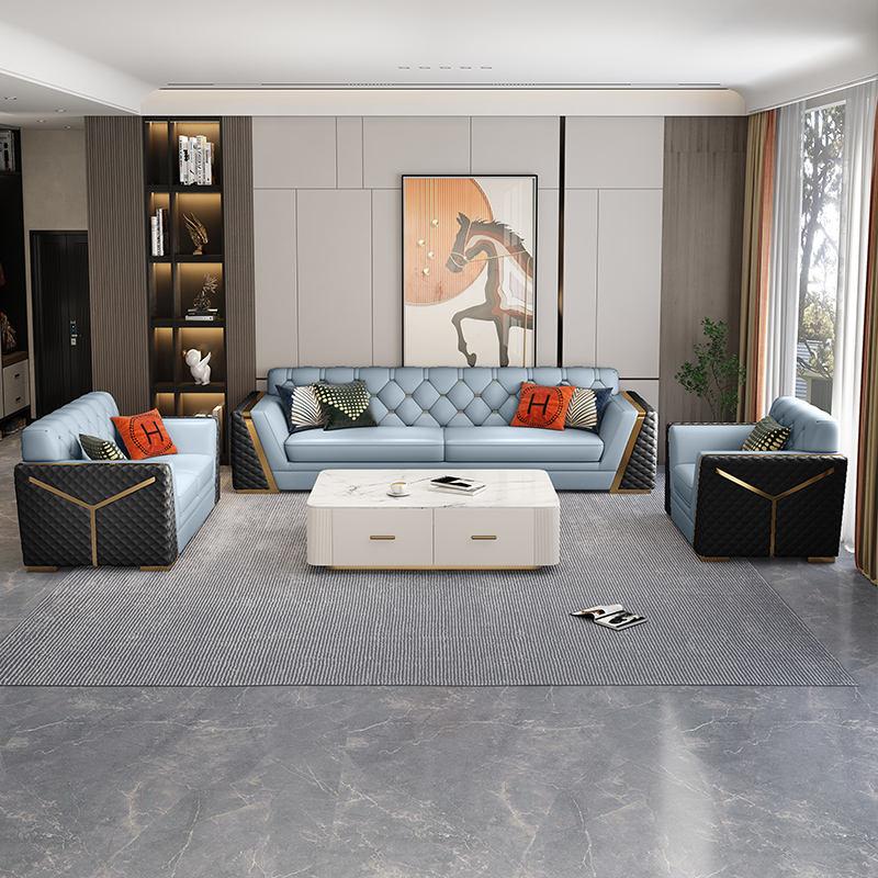 lixra Chesterfield Leather 3-Piece Sofa Set