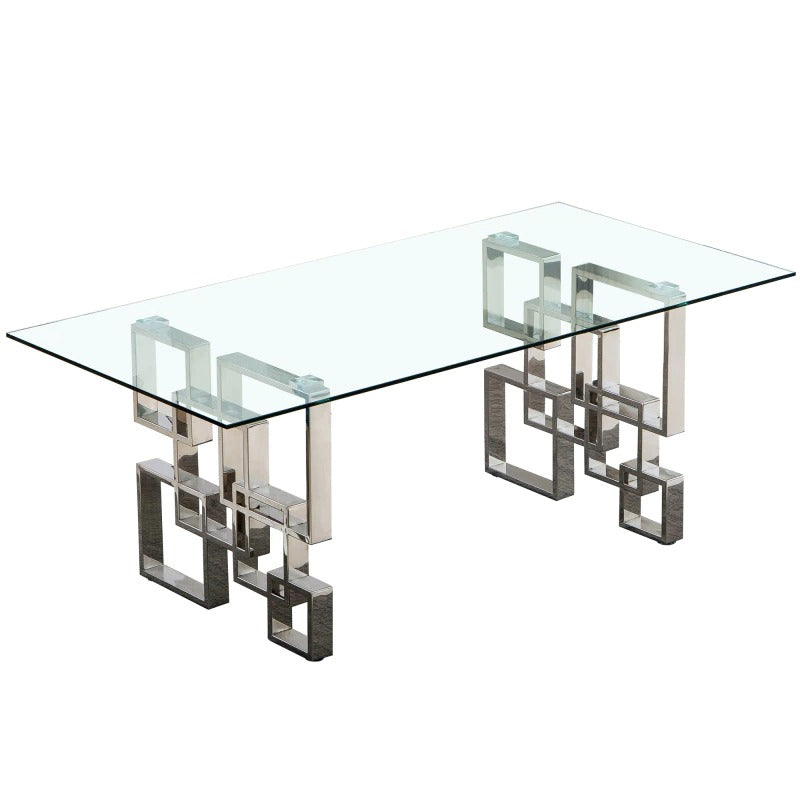 Lixra Chrome Elegant Glass Dining Table