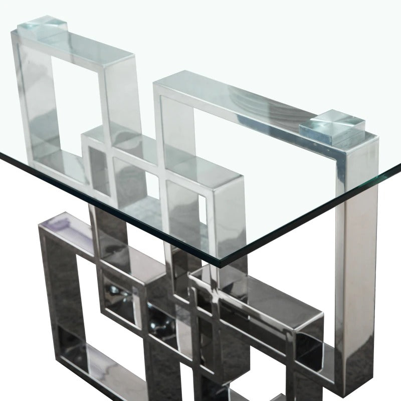 Lixra Chrome Elegant Glass Dining Table