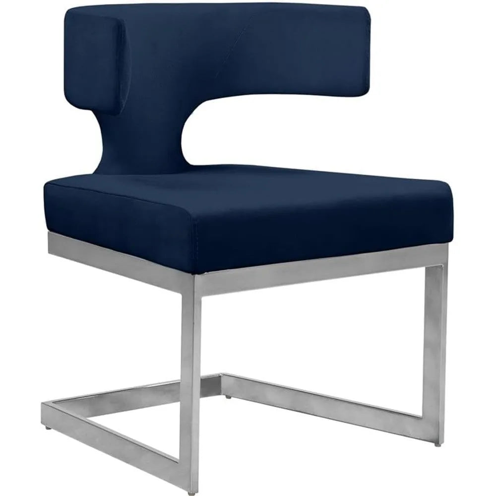 Lixra Chrome Frame Velvet Dining Chair Set