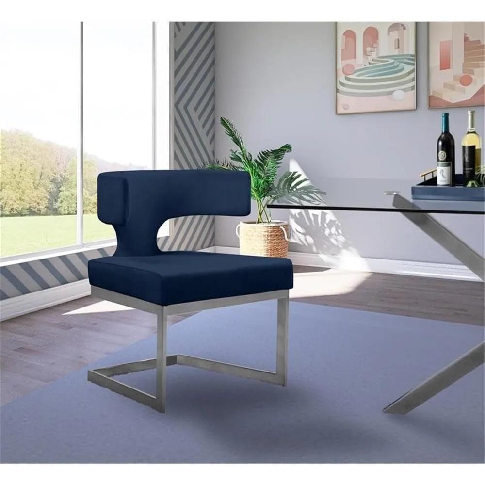 lixra Chrome Frame Velvet Dining Chair Set