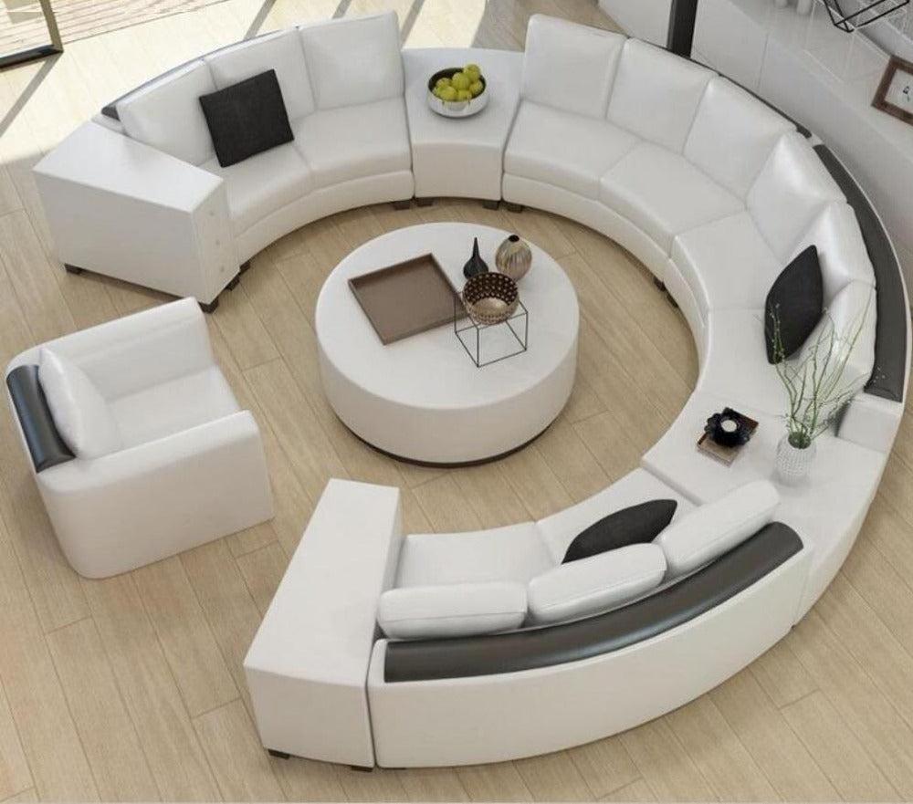 Lixra Circular Luxurious Leather Sofa Set