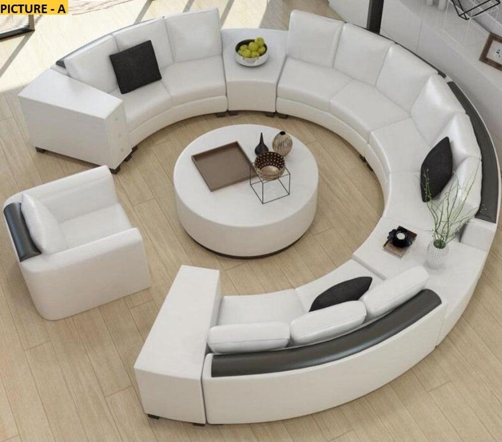 Lixra Circular Luxurious Leather Sofa Set