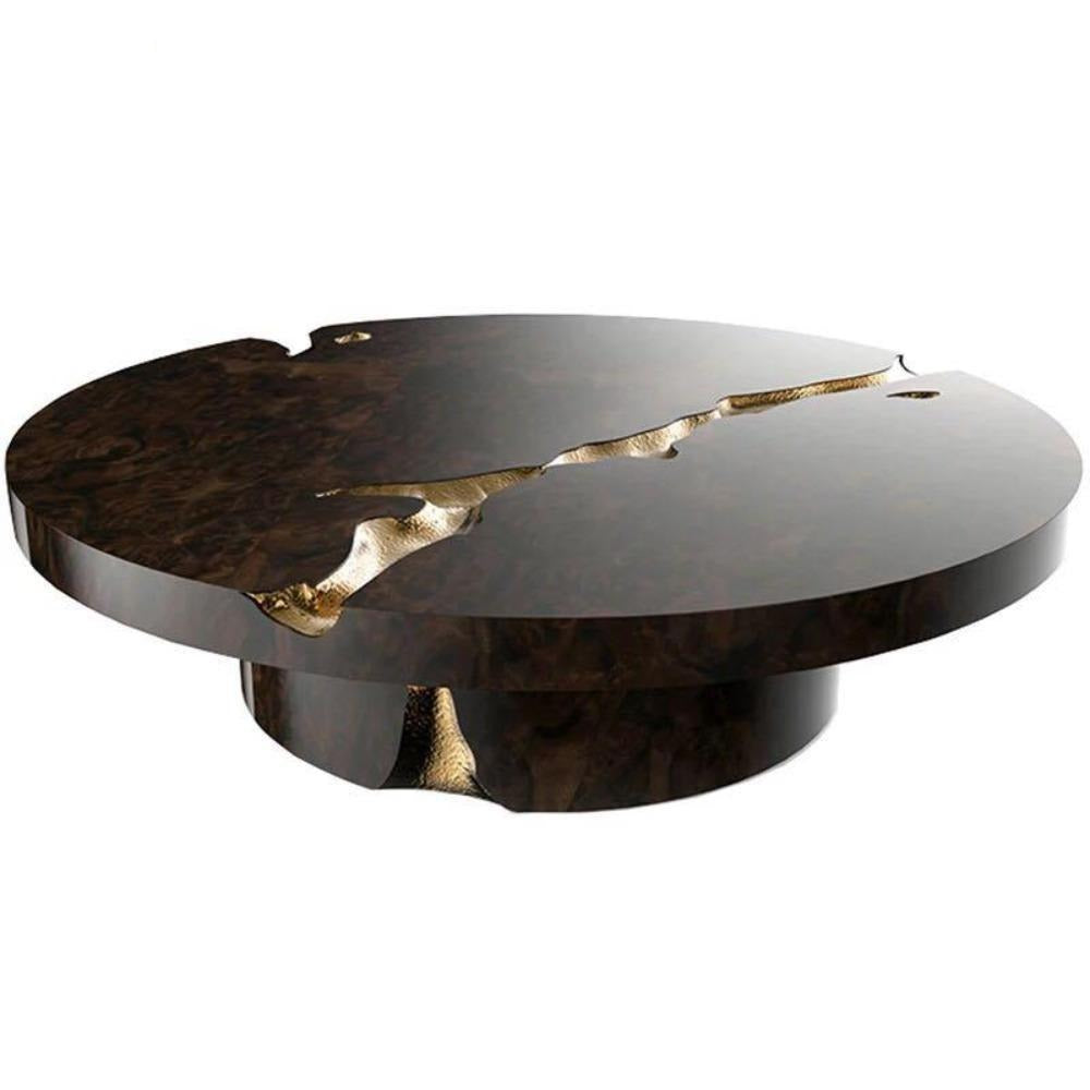 Lixra Circular Rustic Wooden Modern Coffee Table