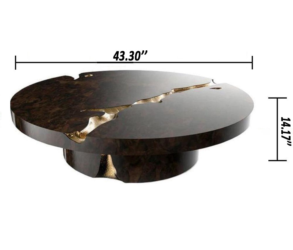 Lixra Circular Rustic Wooden Modern Coffee Table