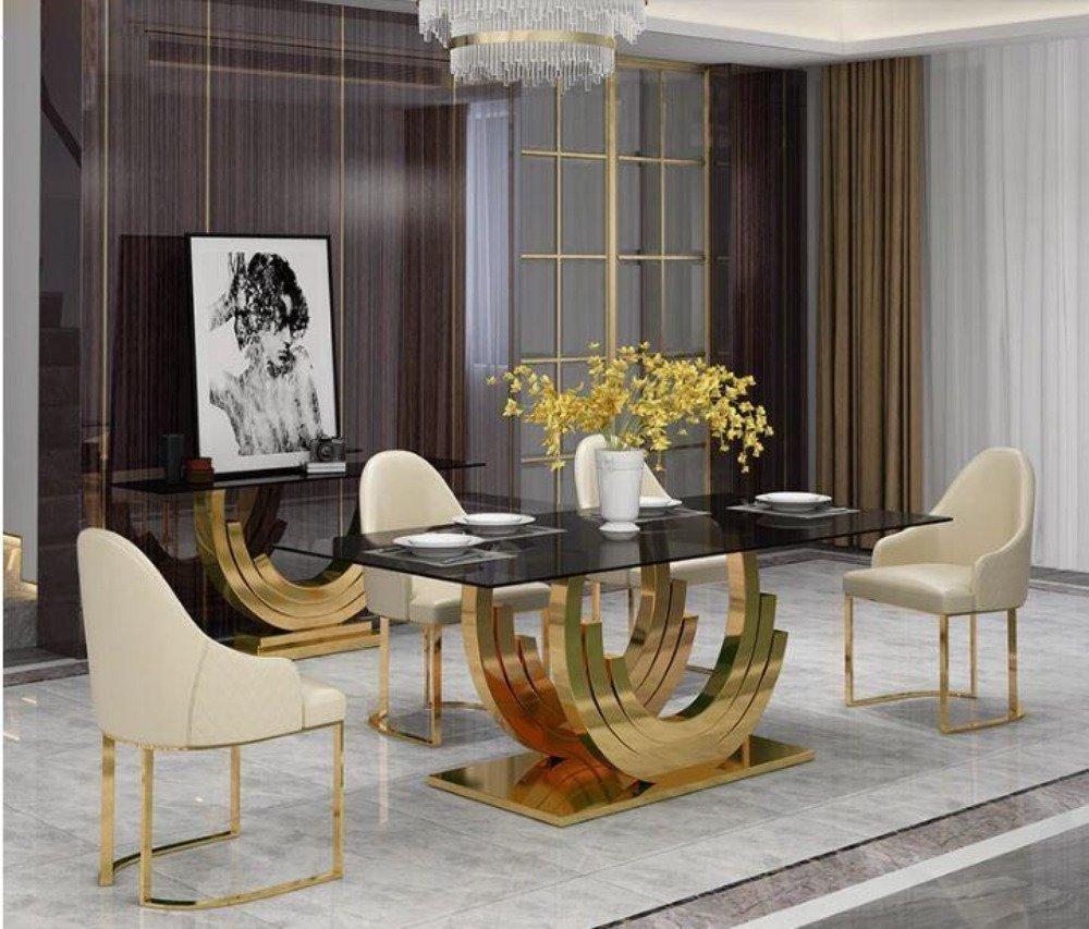 lixra Classic Comfort Glass Top Dining Table Set