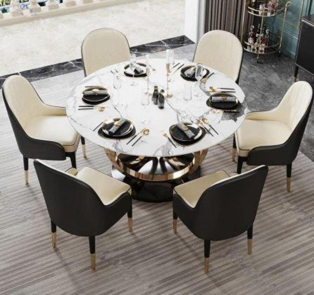 lixra Classic Designed Marble Dining Table-Set