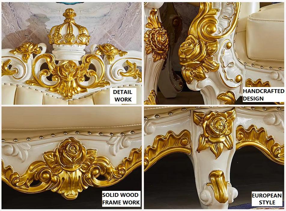 Lixra Classic European Wooden Leather Sofa Set