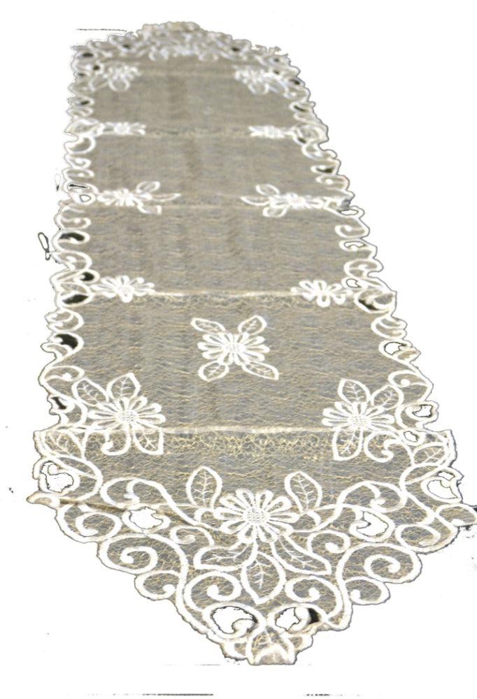 Lixra Classic White Floral Table Runner