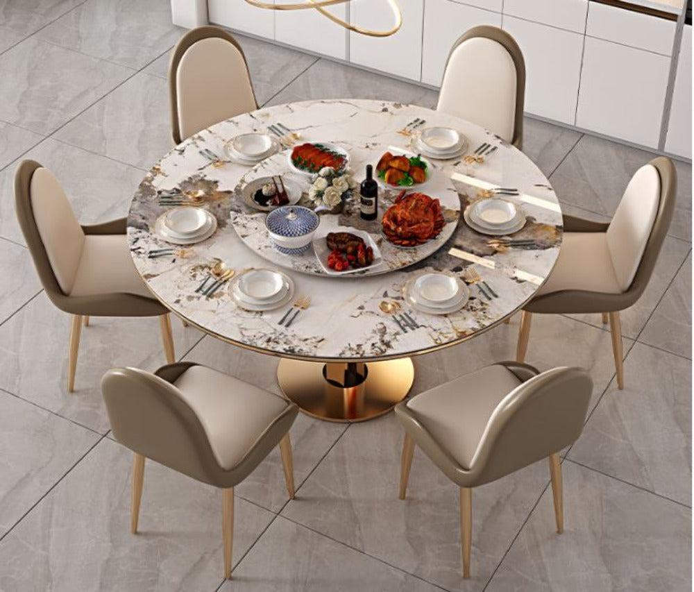 Lixra Comfortable Round Marble-Top Dining Table