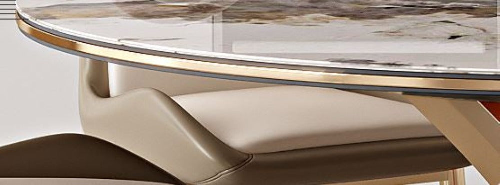 Lixra Comfortable Round Marble-Top Dining Table