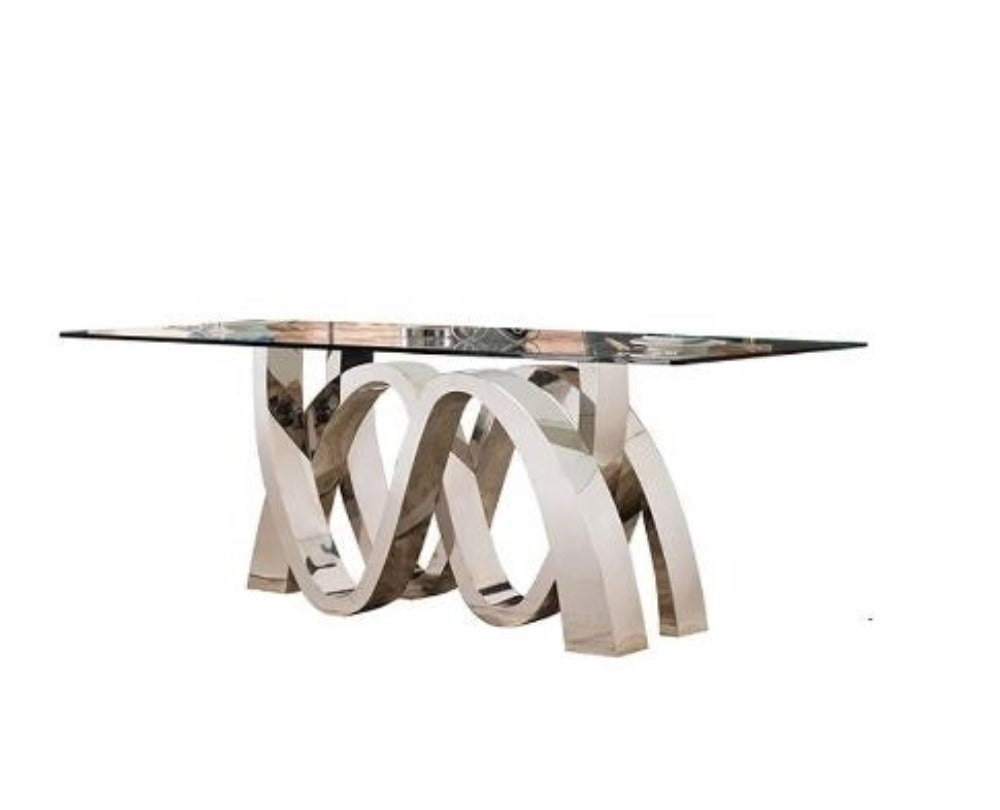Lixra Comfortable S-Shaped Glass-Top Dining Table