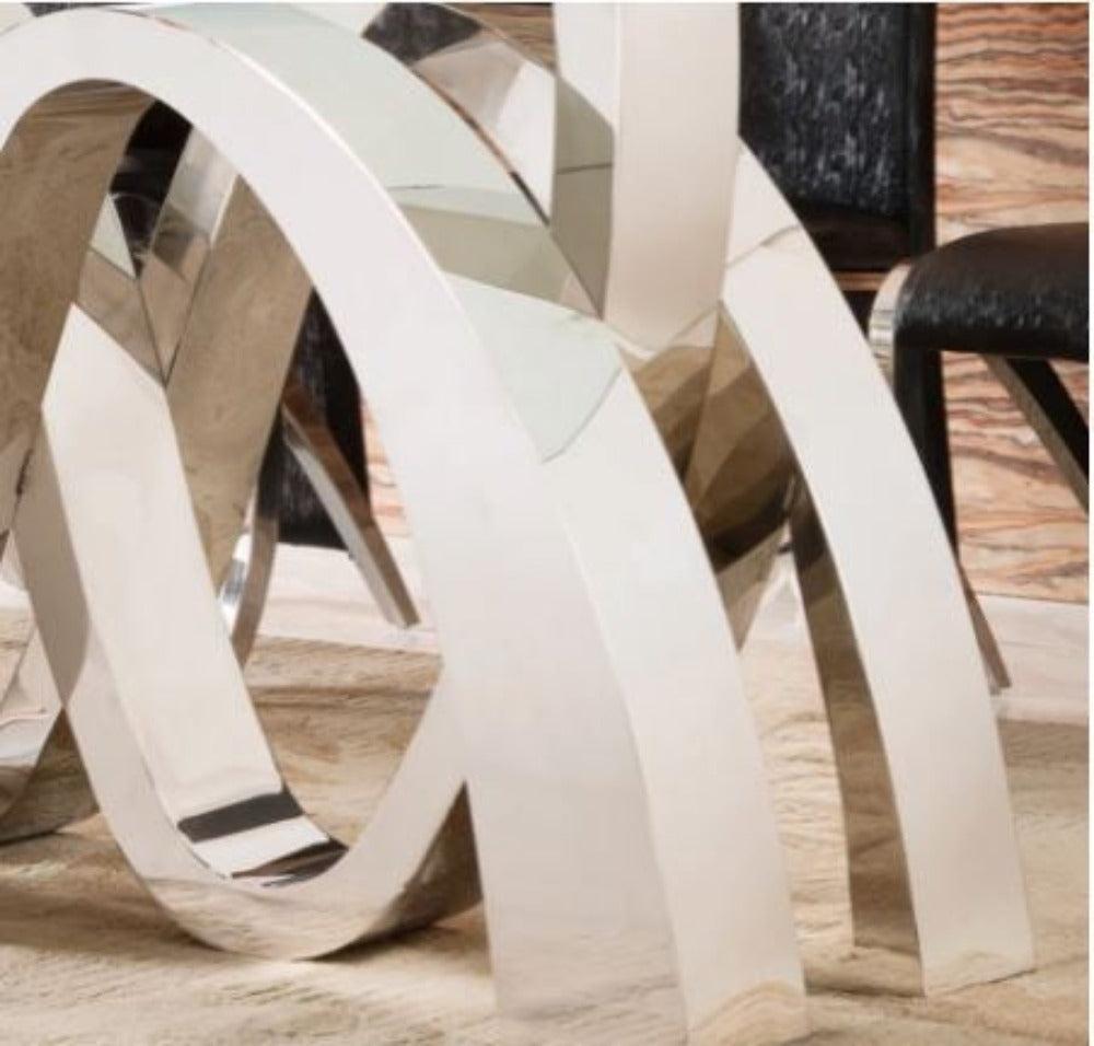 Lixra Comfortable S-Shaped Glass-Top Dining Table