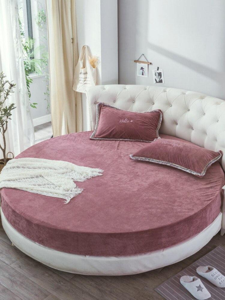 Lixra Comfortable Velvet Fabric Round Bedsheet
