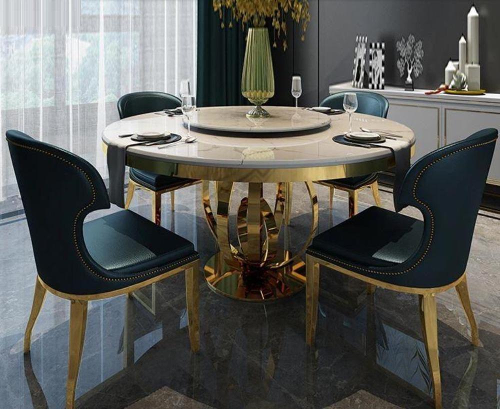 Lixra Complementary Marble Round Dining Table Set