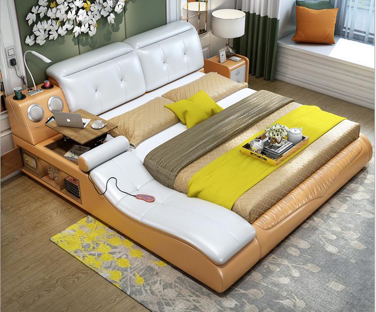 lixra Contemporary Creative Design Leather Bed