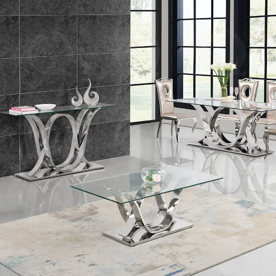 Lixra Contemporary Glass Top Accent Table