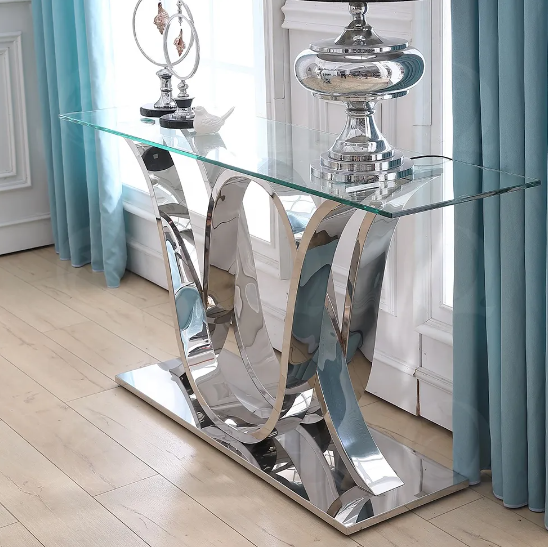 Lixra Contemporary Glass Top Accent Table
