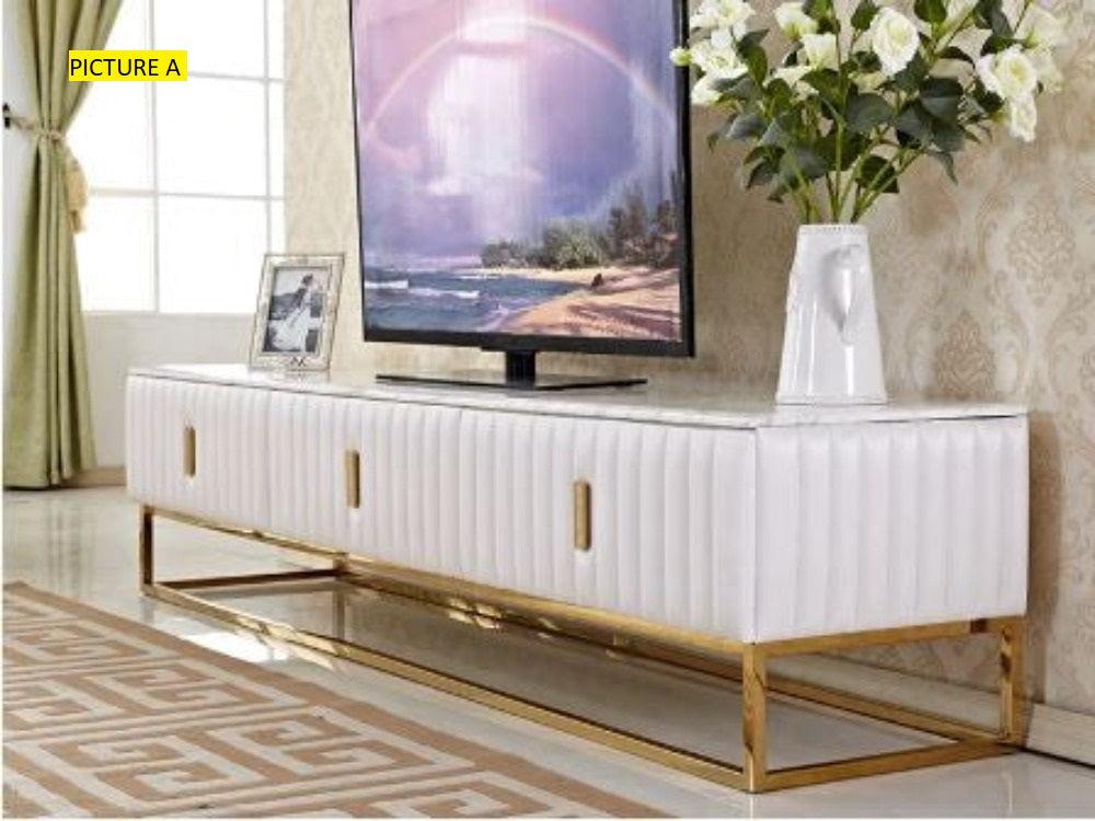 Lixra Contemporary Metal-Finish TV Stand