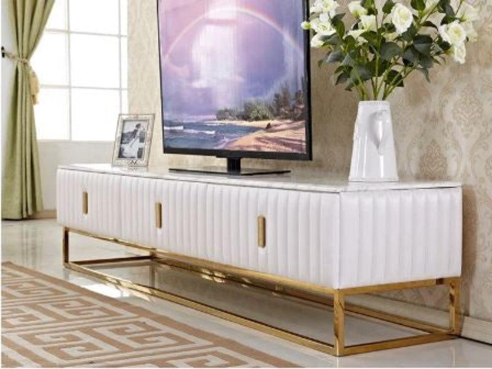lixra Contemporary Metal-Finish TV Stand