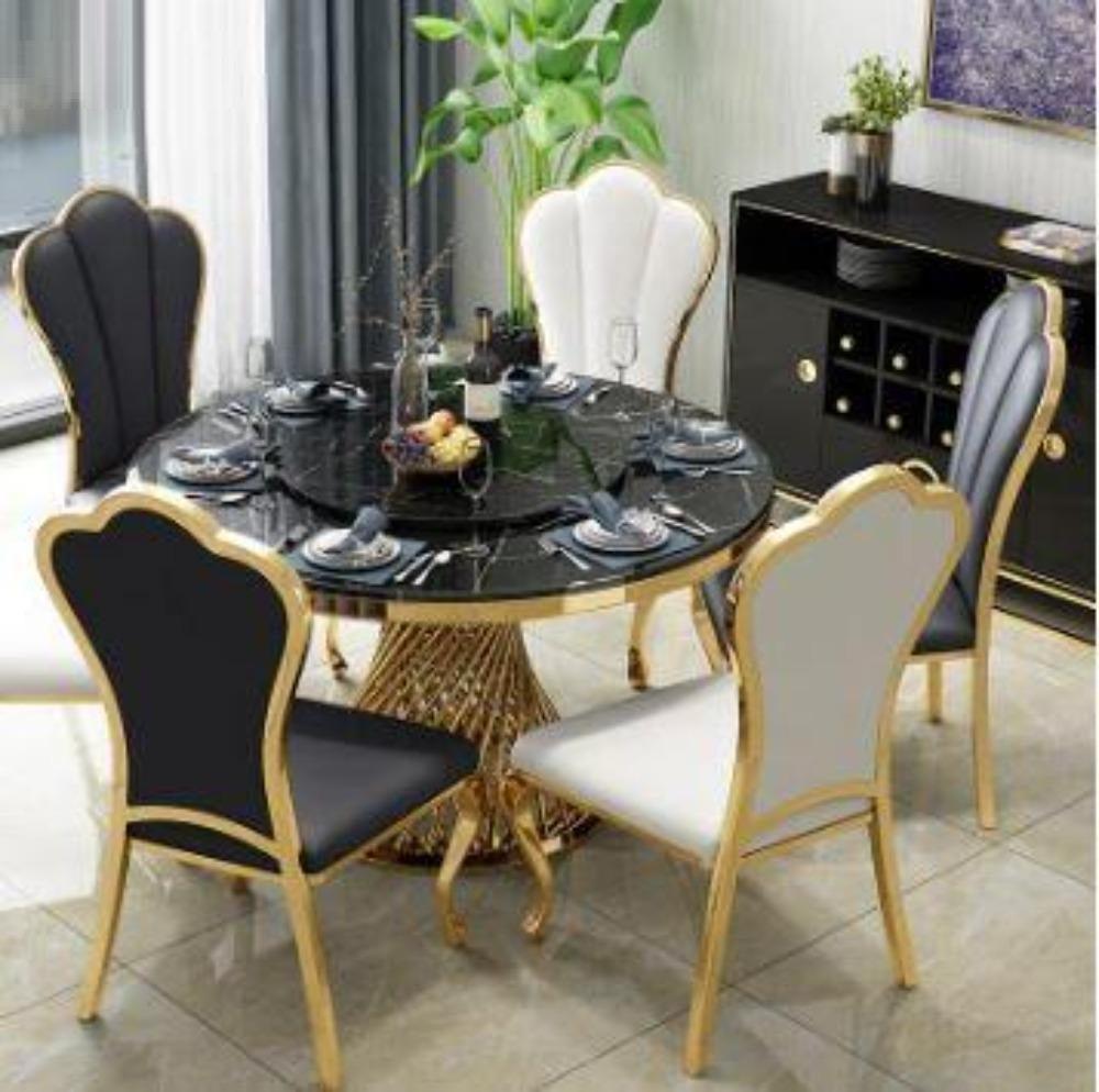 Lixra Contemporary Round Marble Dining Table Set