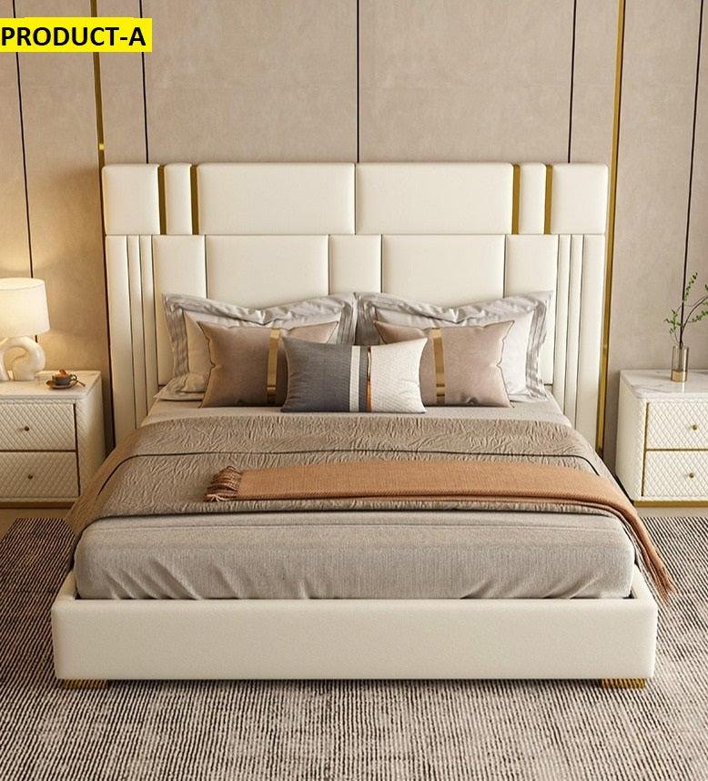 Lixra Contemporary Style Gold Plated Leather Bed